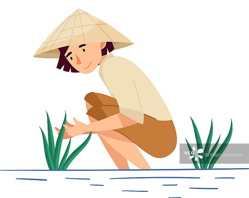 戴着斗笠的越南女农民图片素材