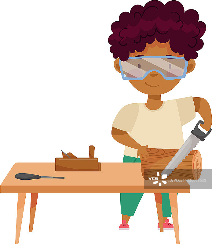 戴着防护眼镜的小非洲裔男孩图片素材