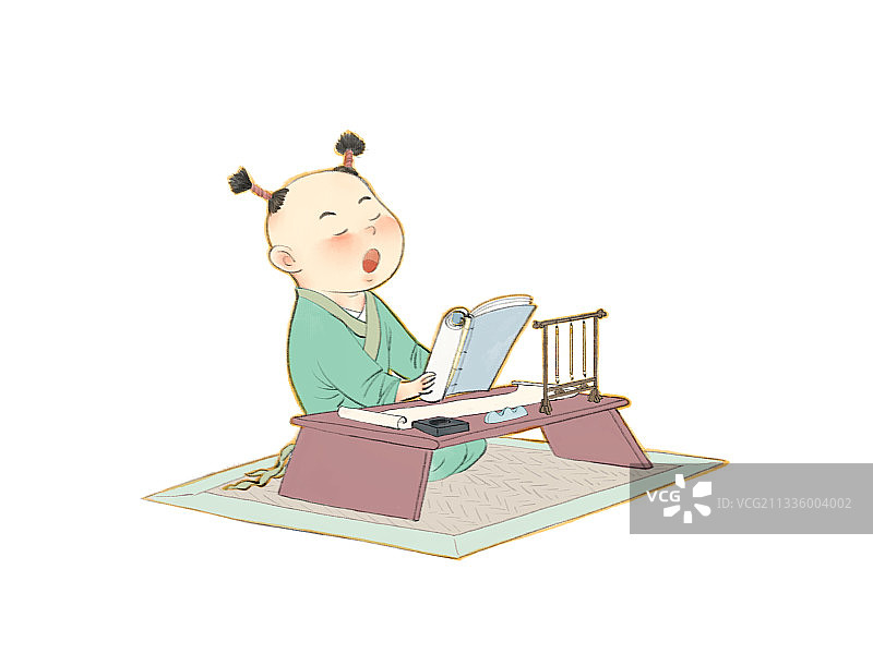 古代读书的儿童图片素材