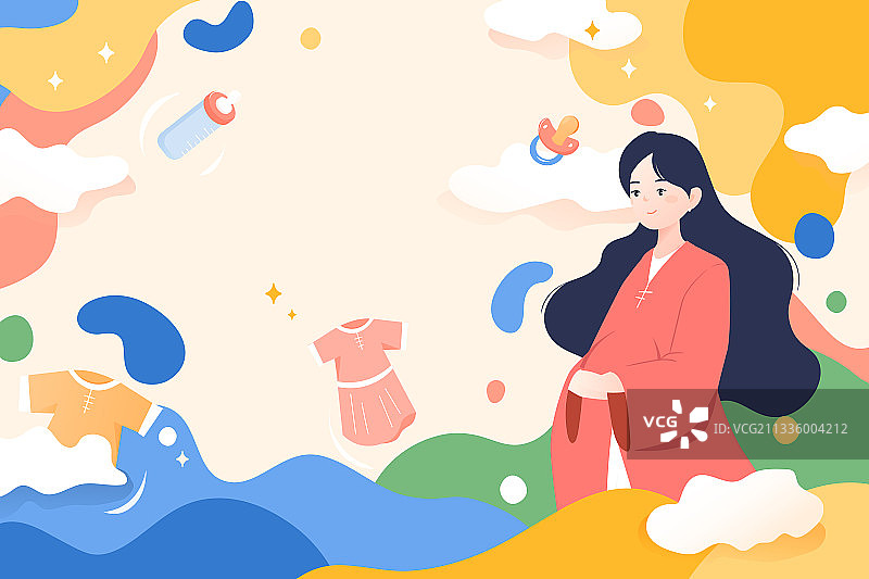 卡通母婴备孕胎教儿童婴儿亲子家人早教宝宝生活状态电商矢量插画图片素材