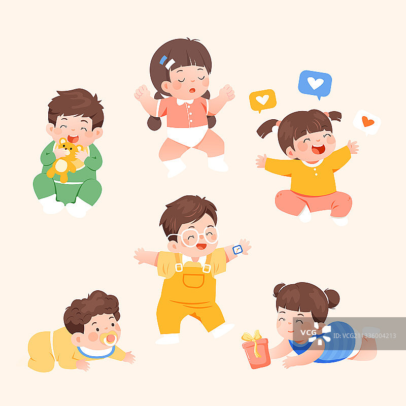 卡通母婴备孕胎教儿童婴儿亲子家人早教宝宝生活状态电商矢量插画图片素材