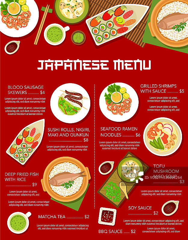 日本料理菜单：拉面和面条图片素材