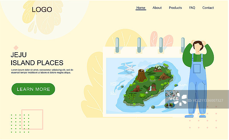 卡通风格济州岛地图图片素材