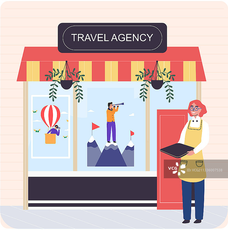 在旅行社工作的女商人banner图片素材