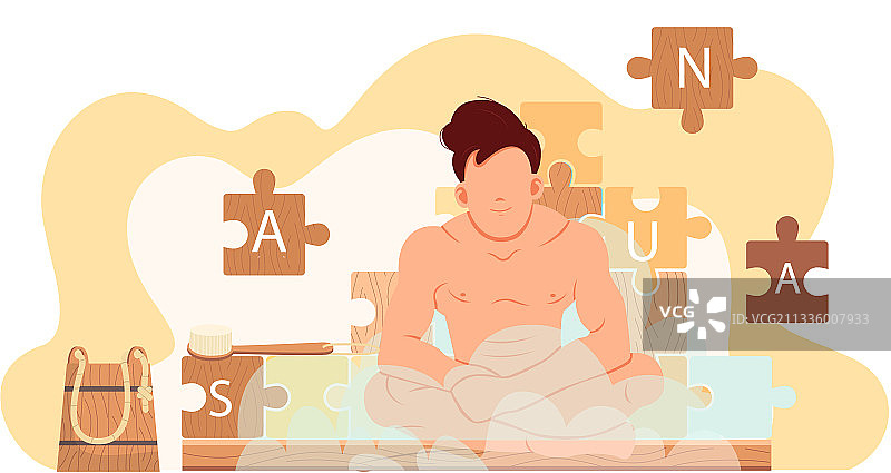 在桑拿房里蒸桑拿的男人图片素材