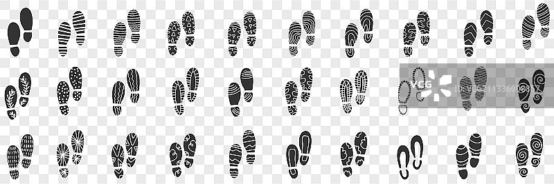 脚印靴子涂鸦合集图片素材