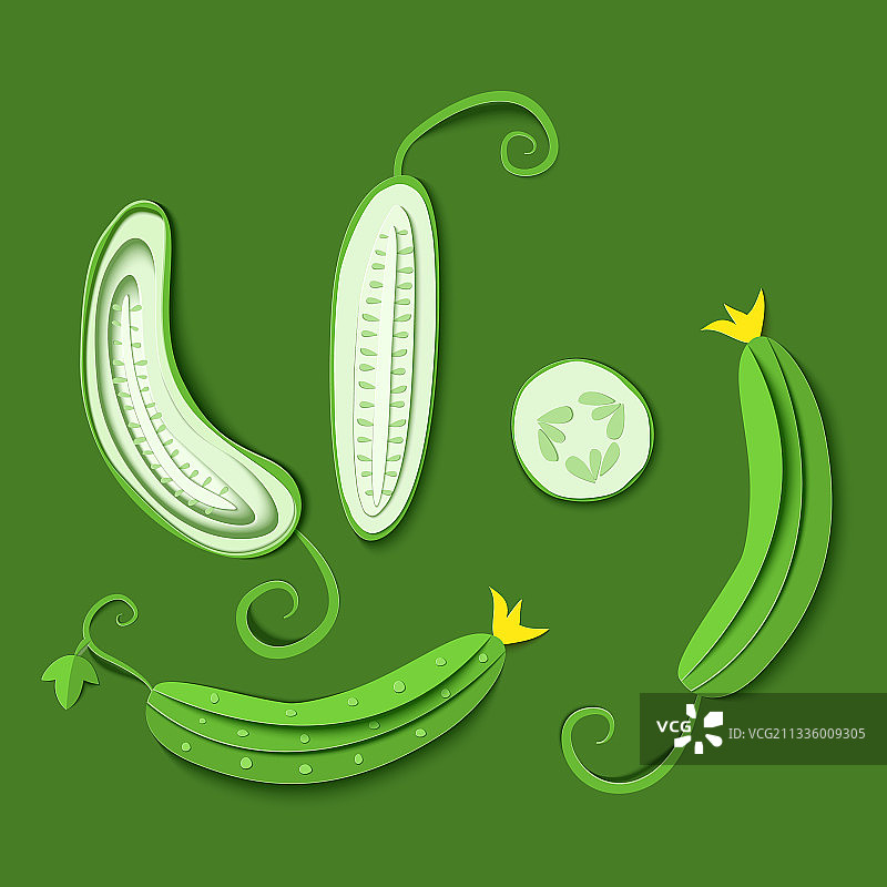 纸剪绿色黄瓜纸图片素材