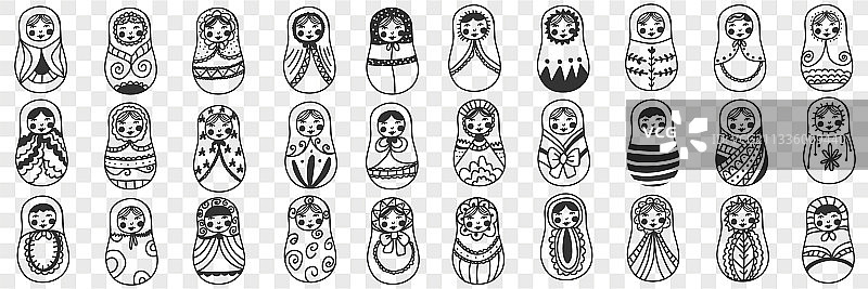 俄罗斯套娃涂鸦套装图片素材