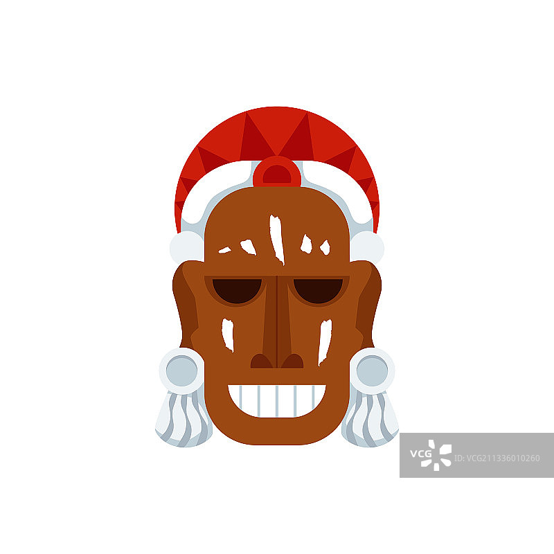 白色背景上的玛雅面具卡通图片素材