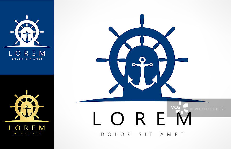 船舵和锚标志设计图片素材