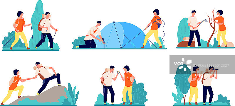 徒步人物，徒步旅行记录图片素材