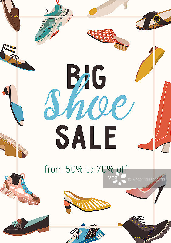 鞋子促销信息的宣传单设计图片素材