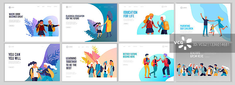 返校扁平风落地页模板图片素材
