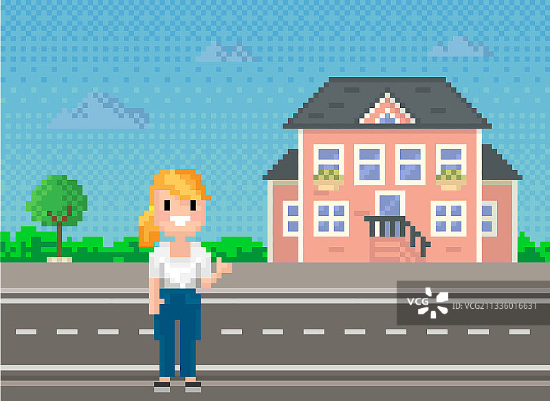 像素风格游戏布局中的女人图片素材