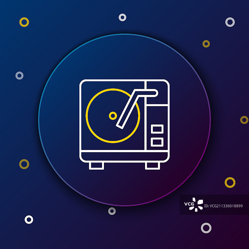 带黑胶唱片的黑胶播放器线性图标图片素材
