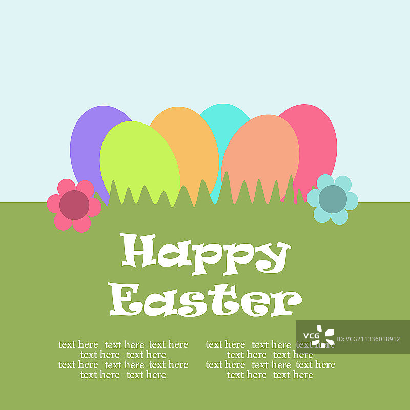 绿色草地上彩色复活节彩蛋图片素材