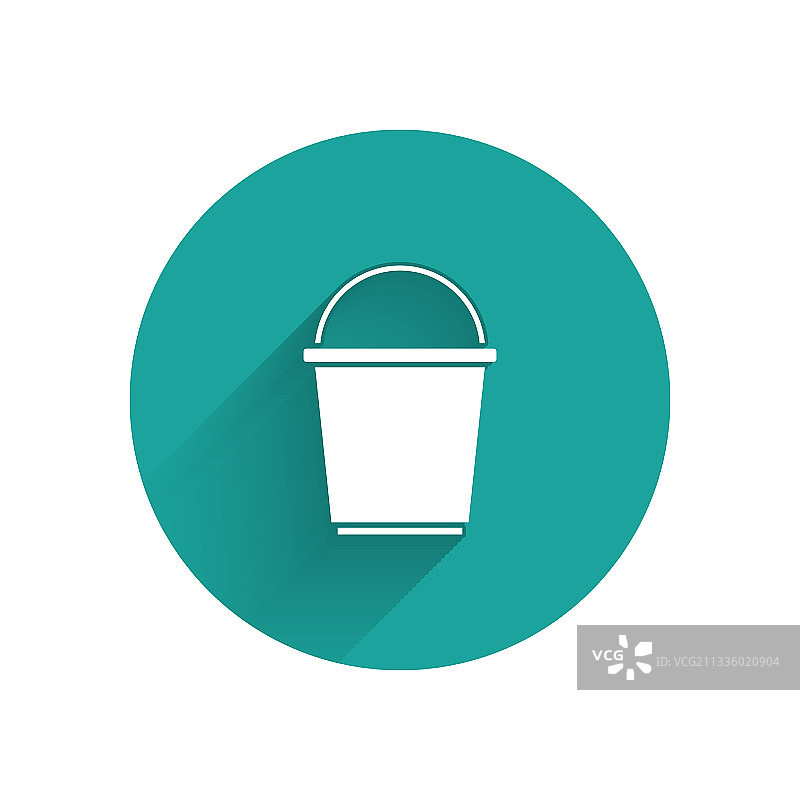 白色水桶图标，绿色长阴影图片素材