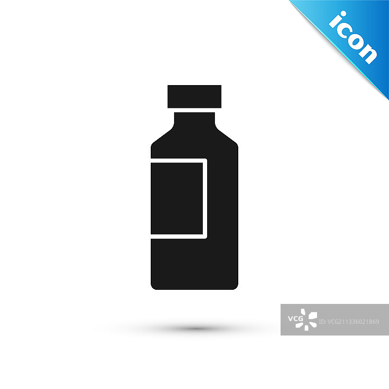 灰色瓶装水图标，白色背景图片素材