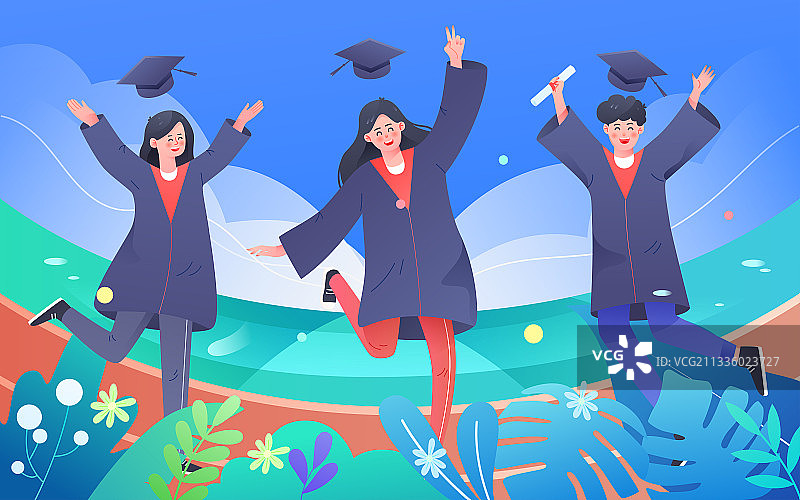 毕业季学生高考录取通知在线教育矢量插画图片素材
