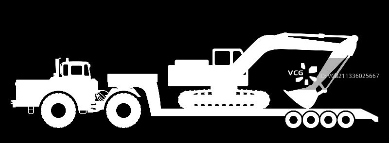 拖拉机上的挖掘机轮廓图片素材