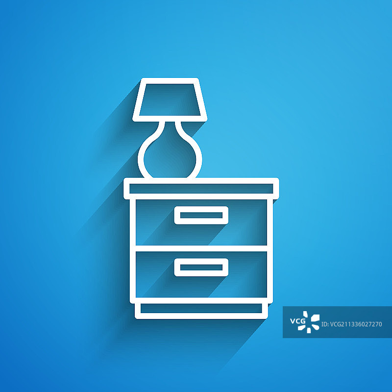 白色线条床头柜与台灯图标图片素材