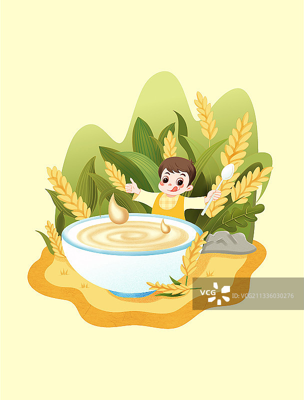 婴幼儿富硒米粉插画图片素材