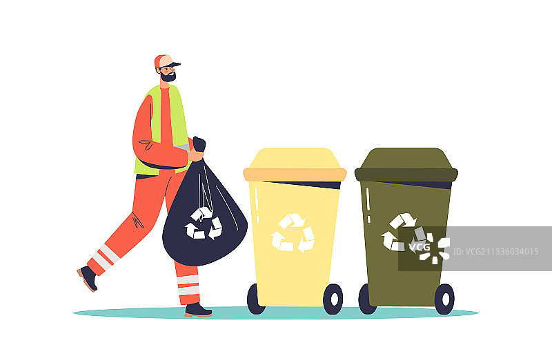 街道清洁工收集垃圾图片素材