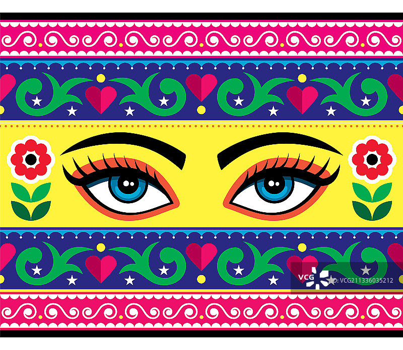 巴基斯坦或印度卡车无缝图案图片素材