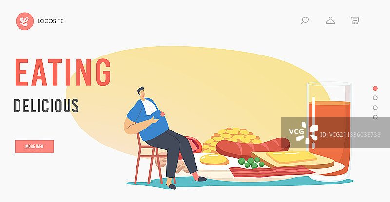 美味餐饮着陆页模板图片素材