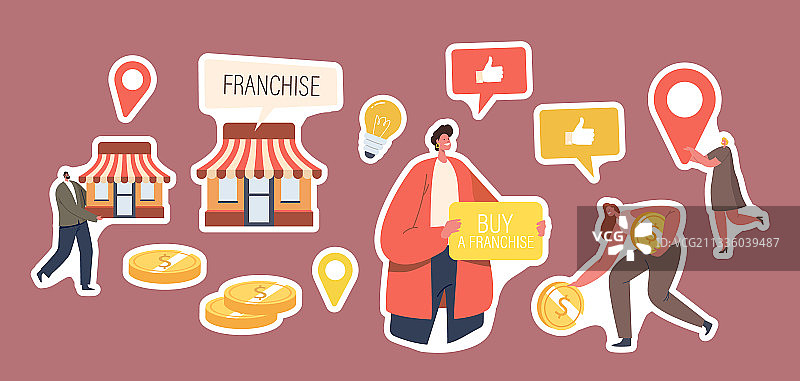 带banner的特许经营角色贴纸图片素材