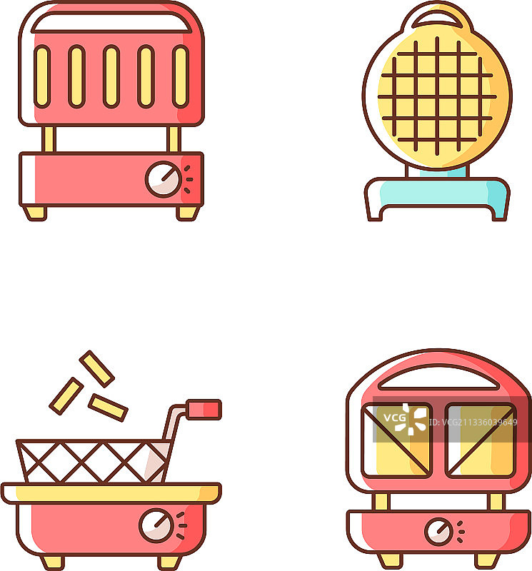 厨房电器RGB彩色图标集图片素材