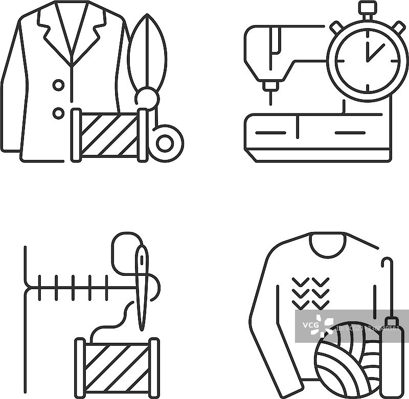 服装维修服务线性图标集图片素材