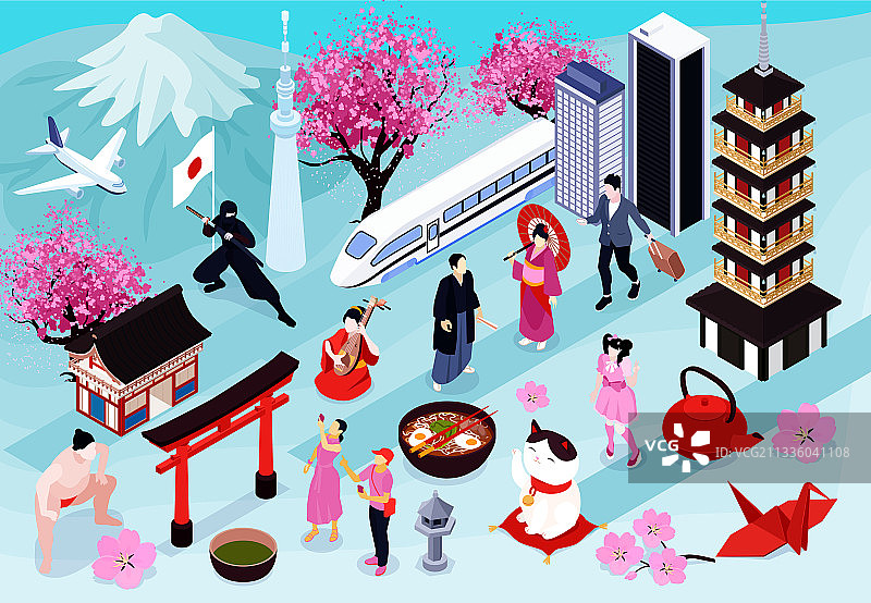 2.5D日本横向构图图片素材