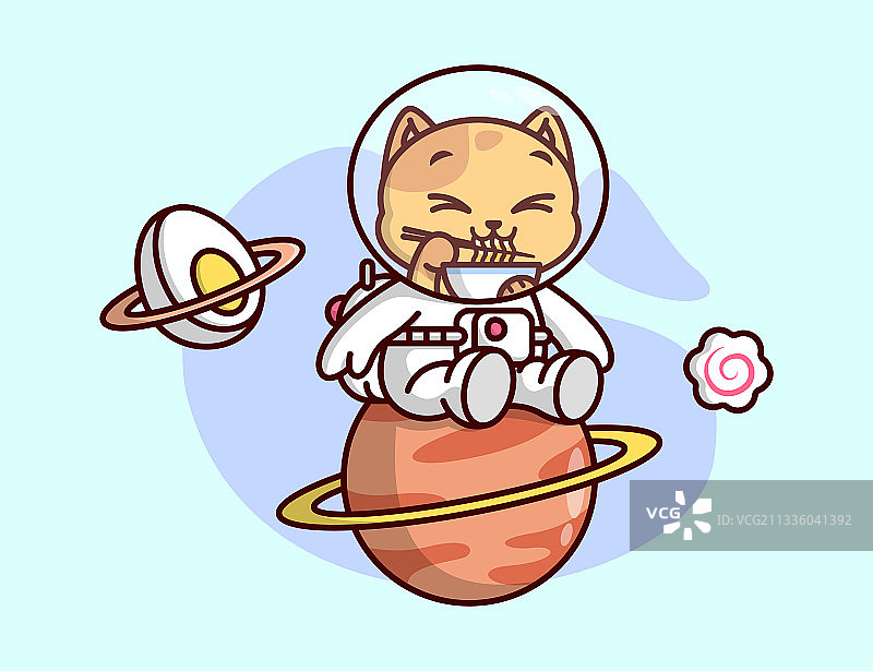 宇航服橘猫吃拉面图片素材