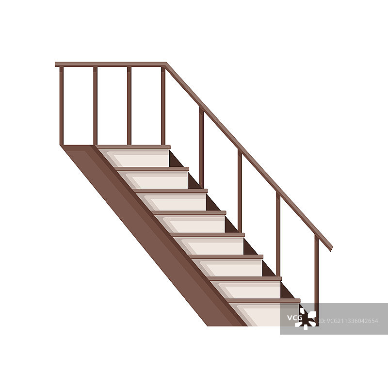 卡通扁平风的现代木制楼梯图片素材