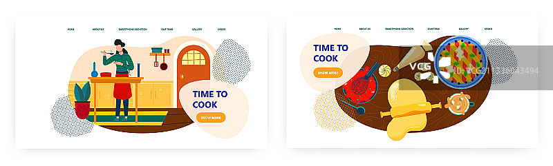 烹饪时间网站着陆页模板图片素材