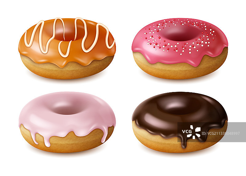 逼真细节3D甜甜圈合集图片素材