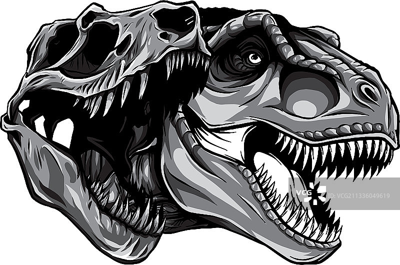 单色卡通愤怒的霸王龙图片素材