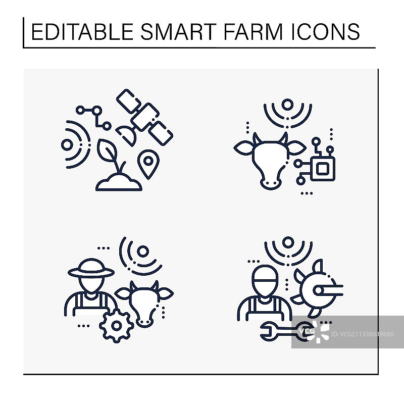 智能农场线性图标集图片素材