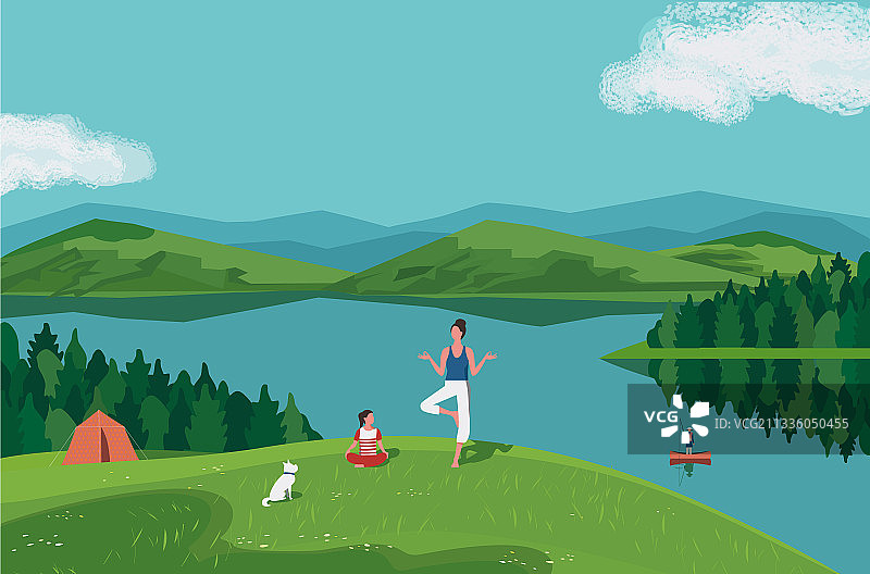 夏季户外家庭休闲活动图片素材