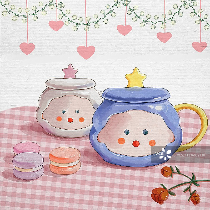 插画 情侣杯图片素材