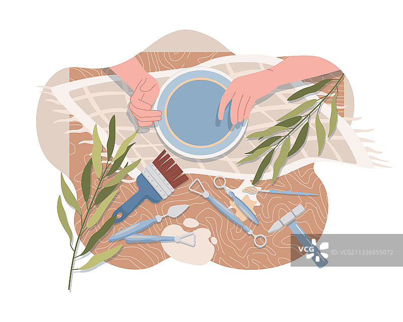 手作装饰盘子扁平顶图片素材