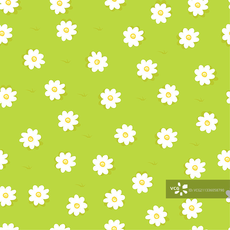 小雏菊植物系列手绘插画无缝壁纸背景图片素材