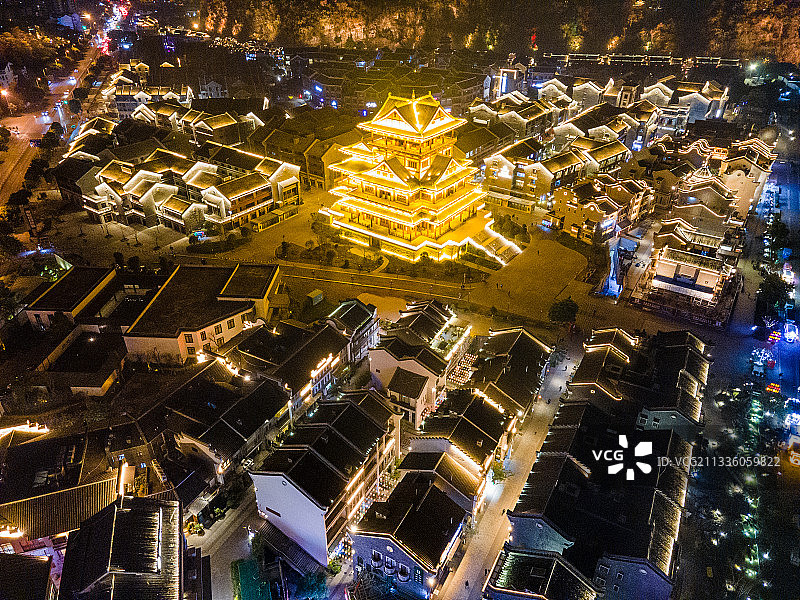 广西壮族自治区、柳州、窑埠古镇、龙城阁图片素材