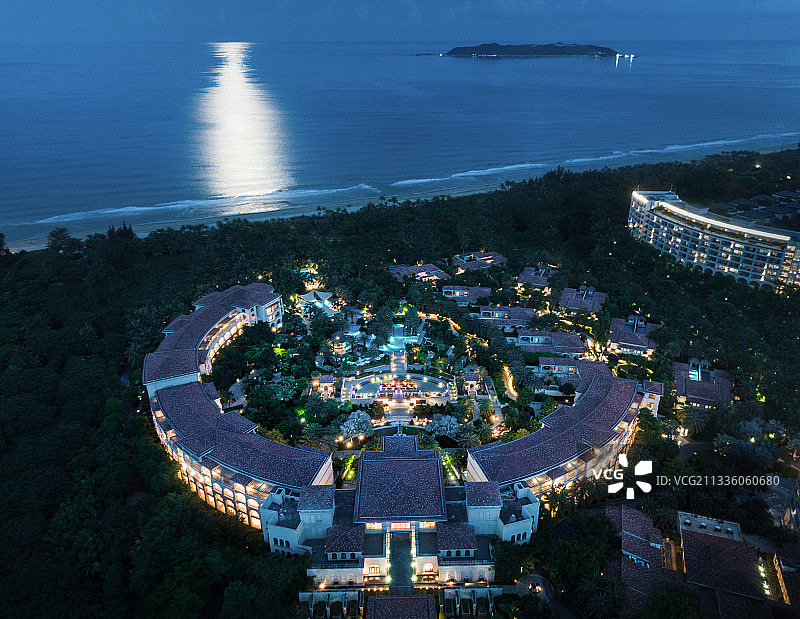 海南三亚海棠湾豪华酒店风景航拍图片素材