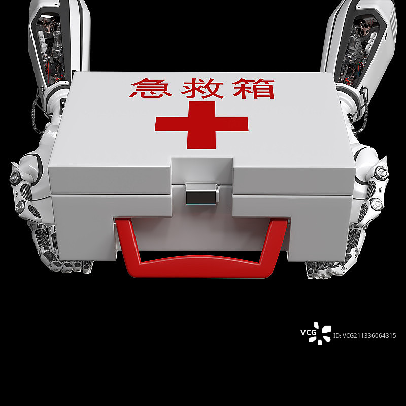 人工智能机器手拿着急救箱图片素材