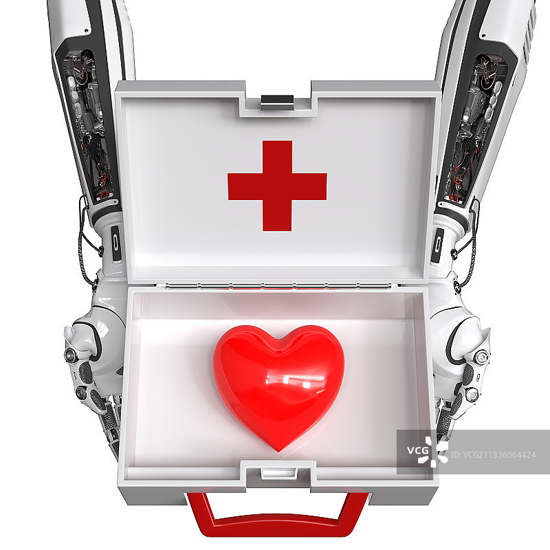 人工智能机器手拿着急救箱图片素材