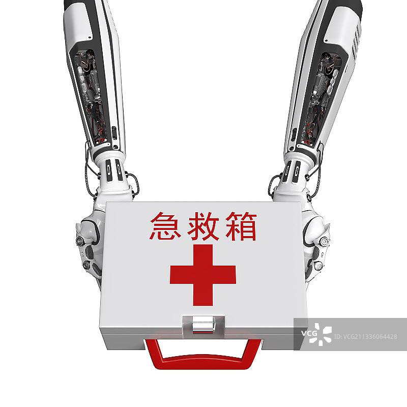 人工智能机器手拿着急救箱图片素材