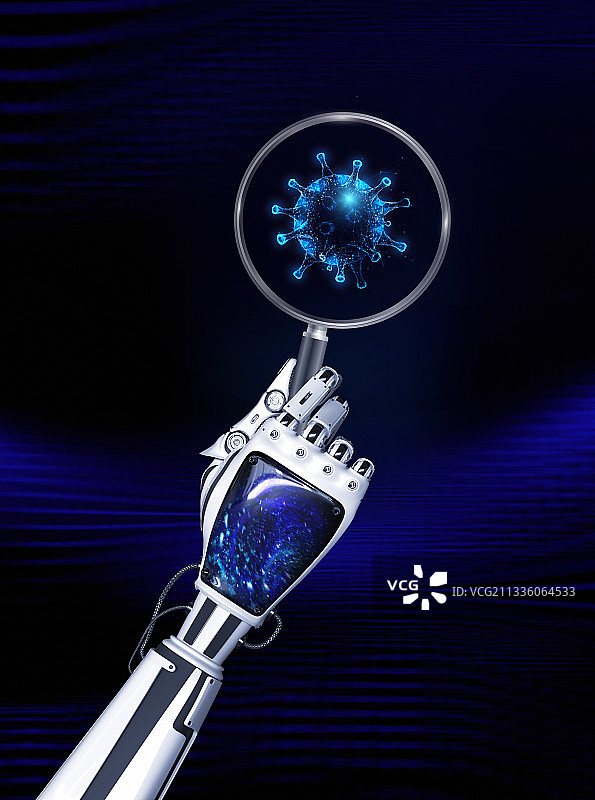 人工智能机器手检测新冠病毒图片素材