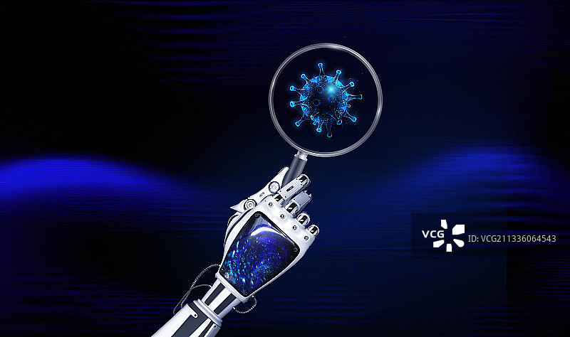 人工智能机器手检测新冠病毒图片素材